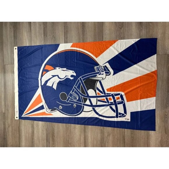 Denver Broncos Huge 3'x5' NFL Licensed Helmet Flag/Banner Emerson USA - Picture 1 of 5